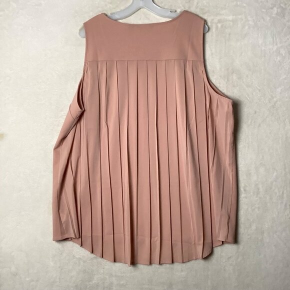 G By Giuliana Pink Sleeveless Layered Blouse Women Size 2X Pleated Back Business - Picture 7 of 9